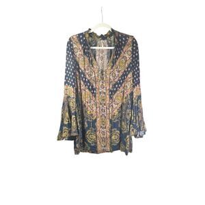 Free People Magic‎ Mystery Tunic Top Womens Sz XS Boho Printed Hippie Shirt